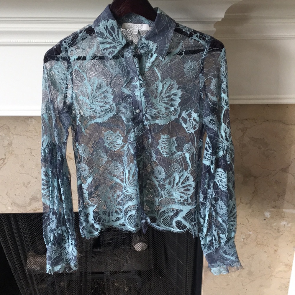 Alexis Julian Lace Blouse in Blue- XS
